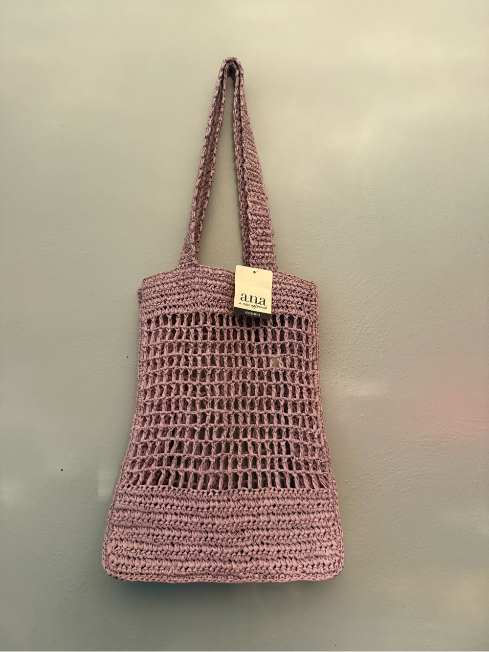 a.n.a Mauve Crochet Open-Weave Tote